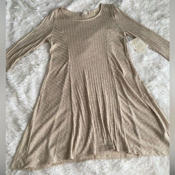 Altar'd State NWT ribbed knit dress stretch A-line heather tan women’s size S - Picture 8 of 12